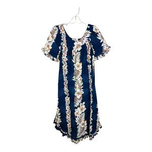 Milson By KY's Hawaiian Hawaii Floral Full Length Flare Ruffle Dress SZ SM